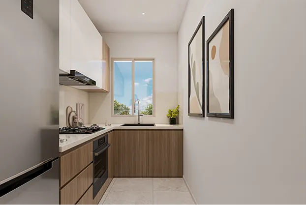 Cuisine équipée d'un appartement Zoya à l'éco-cité Zenata