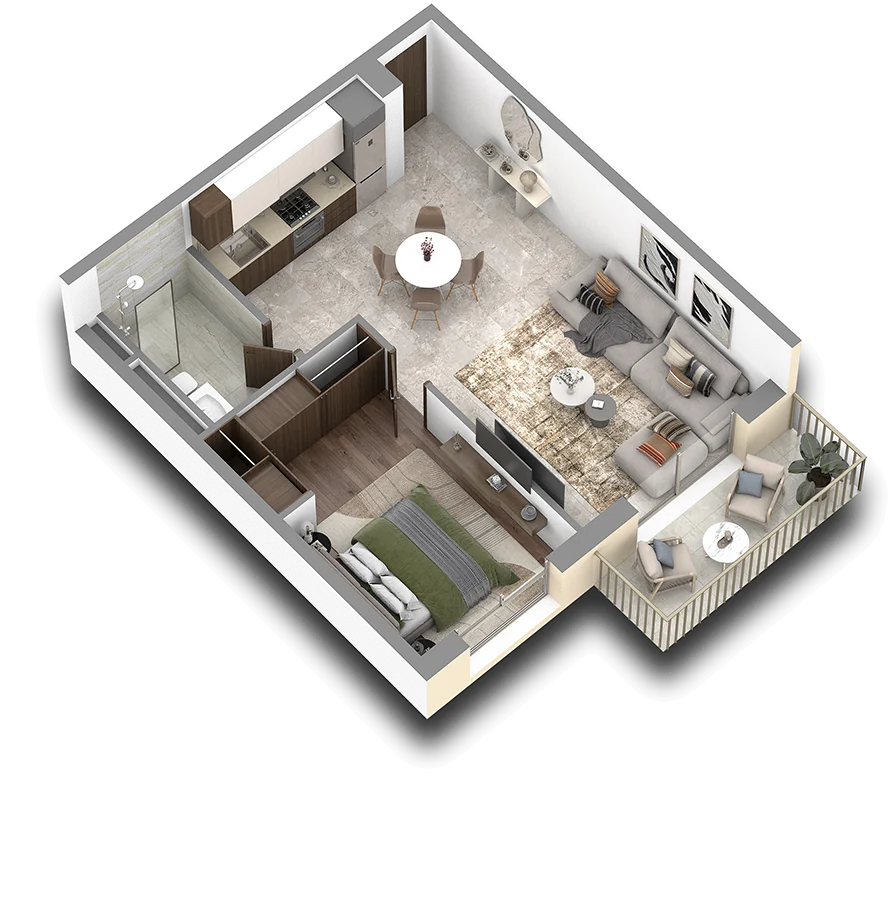 Plan d'un studio à Zoya, éco-cité Zenata