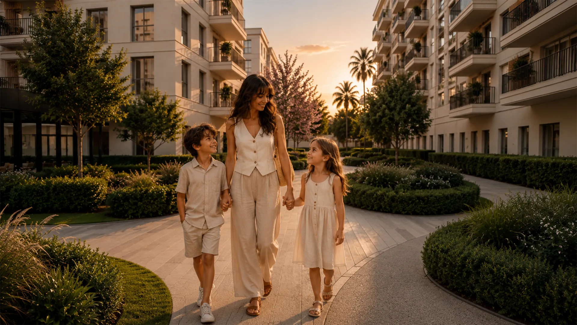 Cour intérieure paysagère de la résidence Zoya à Zenata